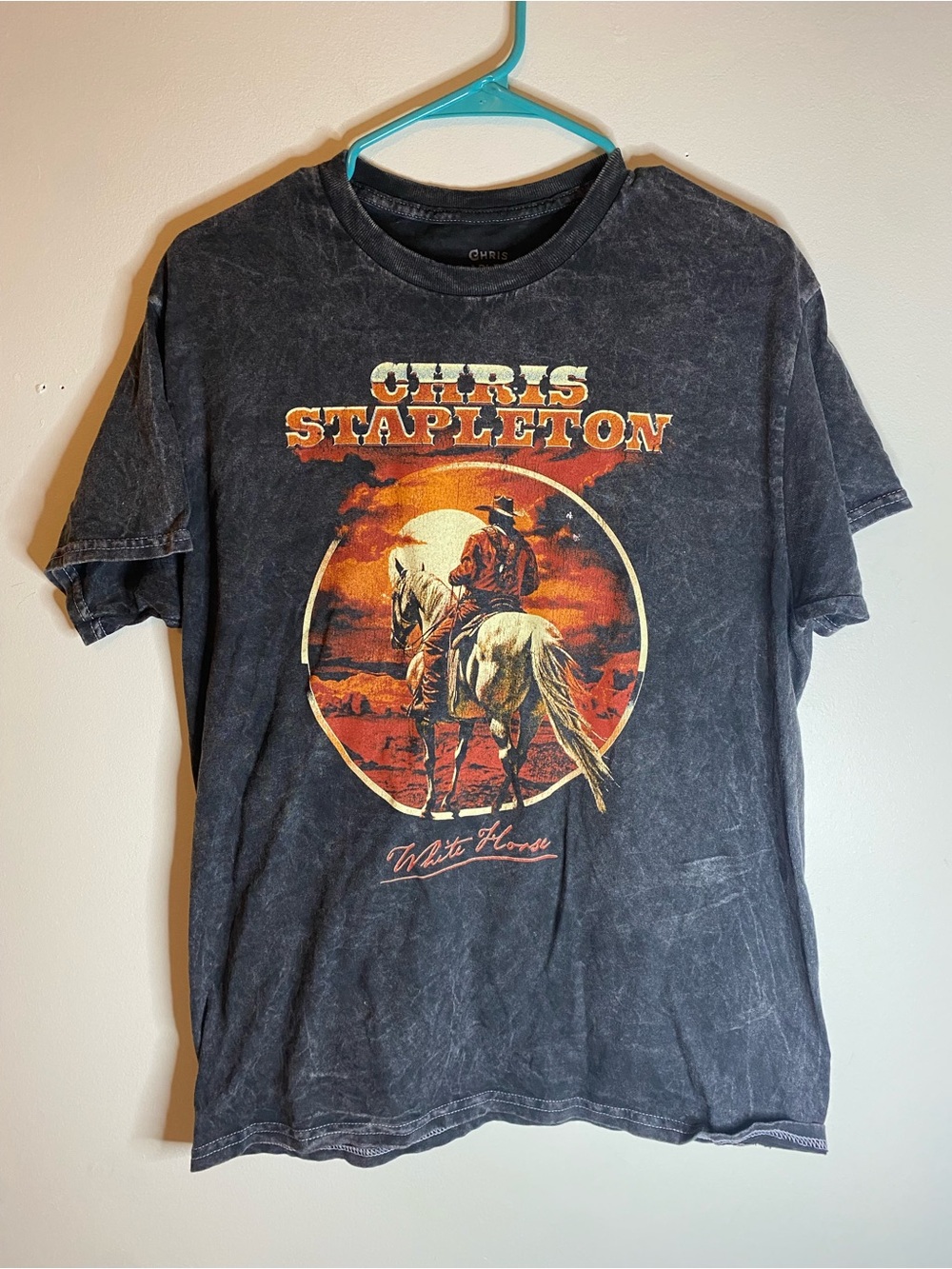 Chris Stapleton Black Graphic Tee with Orange Western Print